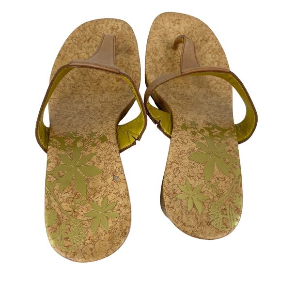 Timberland Wedge Thong Sandals 8 Brown Leather Cork - Picture 6 of 11